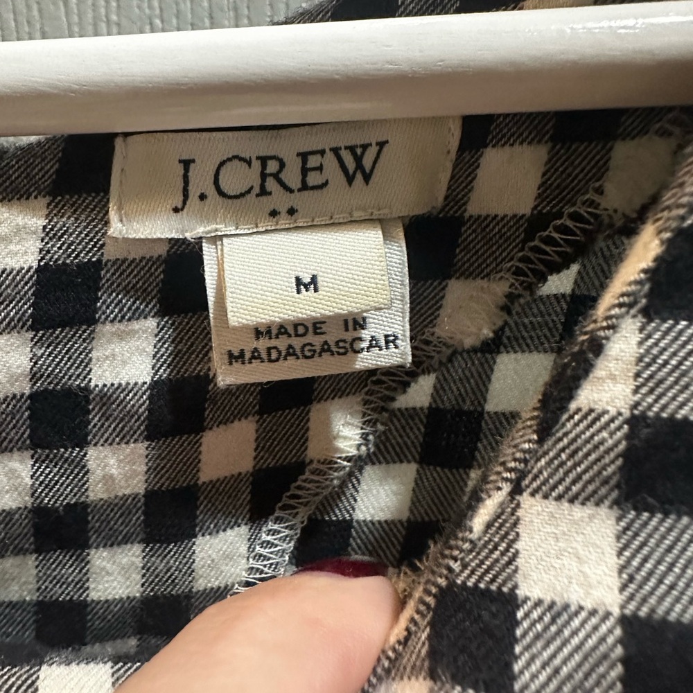 J Crew Black White Gingham Long Sleeve Knee Length Dress Bow Back Med - Picture 2 of 8
